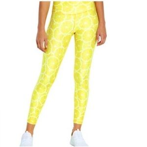 NWOT Wildfox lemon print white yellow sports workout leggings/tights yoga sz S